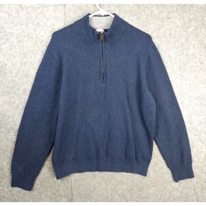 Faherty Sweater Sweater Men's Large Blue 1/4 Zip Cotton Blend Stretch